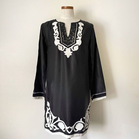 KAS New York black tunic top 100% Silk preowned - Picture 1 of 6